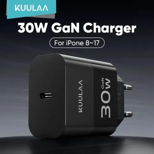 Carregador Rápido Mini 30W Tipo C PD QC3.0 para iPhone 17 16 15 14 13 Pro Samsung S