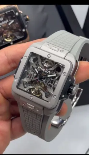 Relógio Estilo Hublot Square Bang Pulseira One Click 