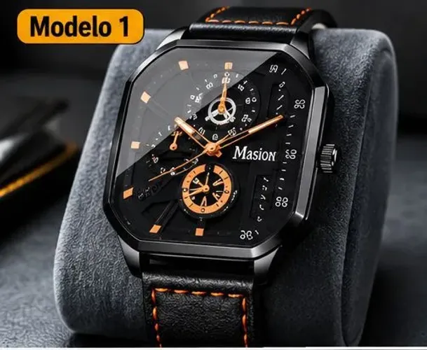 Relógio Masculino Preto Esportivo com Cronógrafo<br>