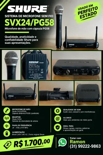 Microfone Sem Fio Shure PG58