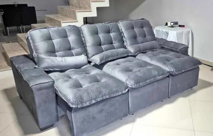 Sofá retrátil luxo cinza !!