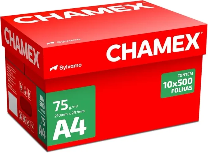 PAPEL A4 CHAMEX CAIXA COM 10 RESMAS