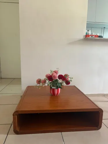 Mesa de Centro em Madeira - Baixa, Estilo Retrô