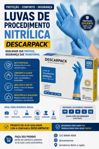 Luvas Nitrilicas para procedimentos 