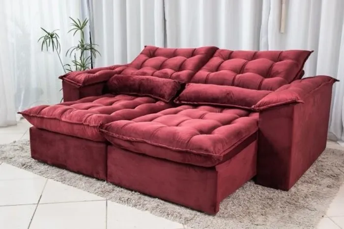 Sofá Retrátil Reclinável 2.30m Ipanema Bordo Até 12x - Frete Grátis