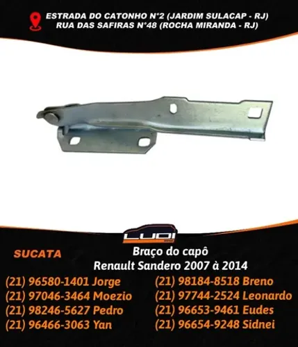 Braço do capô Renault Sandero 2007 à 2014