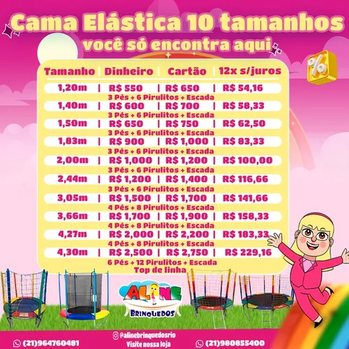 Pula pula cama elástica 10 tamanhos disponíveis 