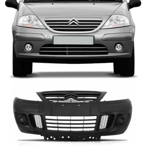 Parachoque Citroen C3 2007 à 2012 - Grade Integrada - Dianteiro Preto Liso - Loma