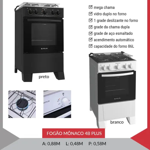 Fogão Mônaco 4B Plus 