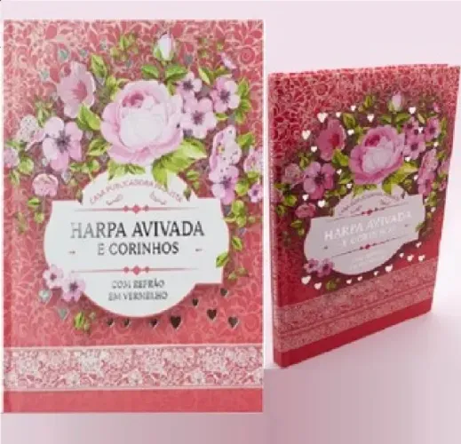 Harpa Avivada e Corinhos Médio - Letra Gigante - Floral Rosa Capa Dura Novo