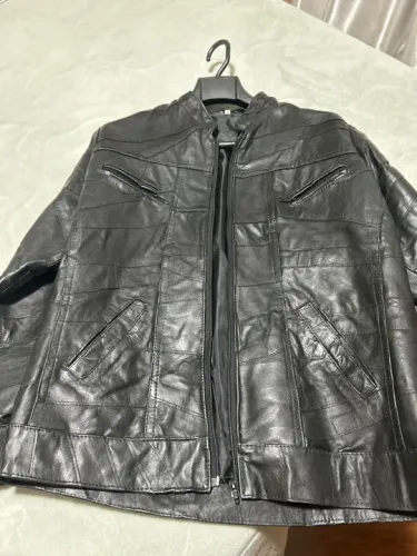 Jaqueta de couro masculina preta