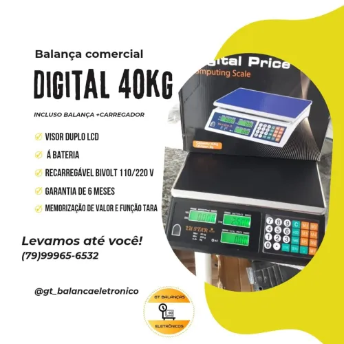 Balança Digital 40kg - Bivolt - Com Carregador