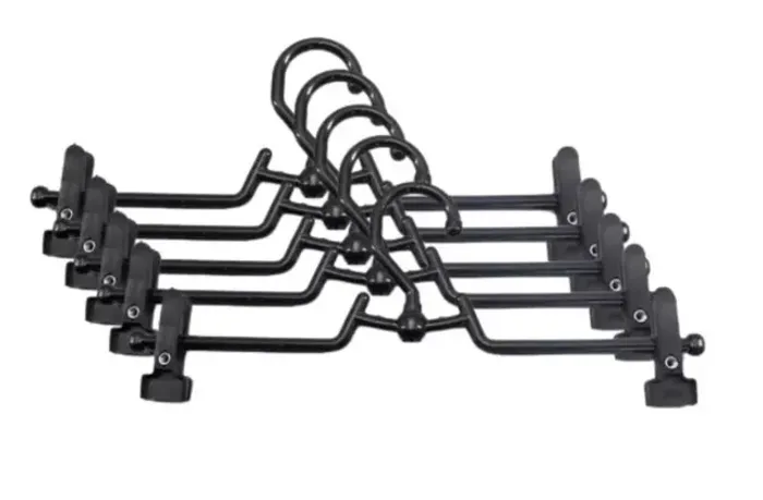 100 Cabides Plástico Preto Saia Calça C/ Presilhas Atacado 