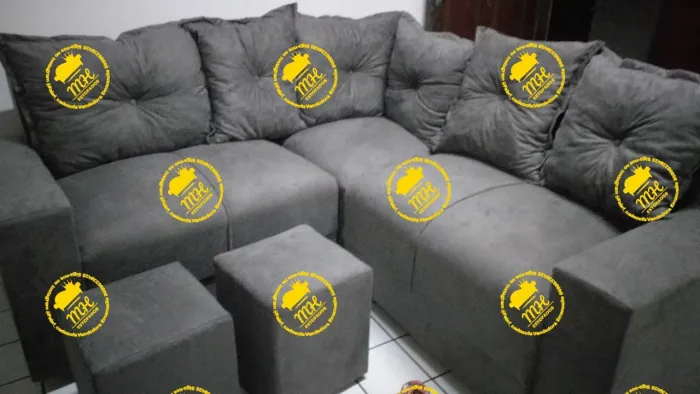 Sofá de Canto Cinza Premium -Sofa Diretamente da fábrica