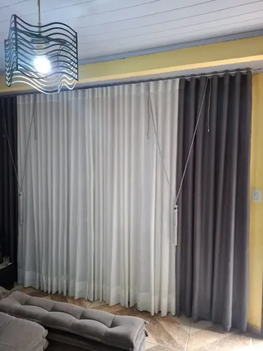 Cortina Blackout duas cores com prega wave dupla forro e linho até 6x sem juros