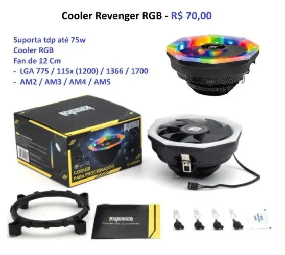 Cooler CPU Universal amd intel am4 1150 1151 1200 1700 x79 x99 (preços nas fotos)
