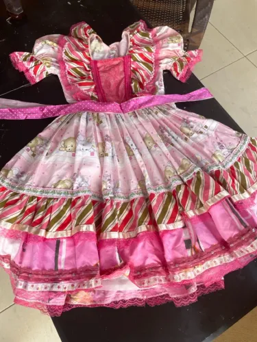 Vestido Infantil de quadrilha Rosa com Detalhes