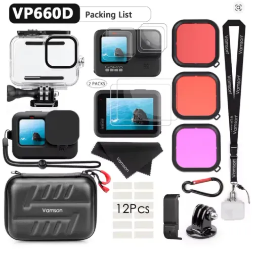 Vamson estojo impermeável gopro hero, capa protetora, mergulho subaquático, acessórios