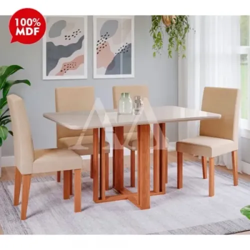 Mesa de jantar 4 cadeiras tampo de vidro 1,30x0,80 entrego hoje R$ 1.349,99 a vista