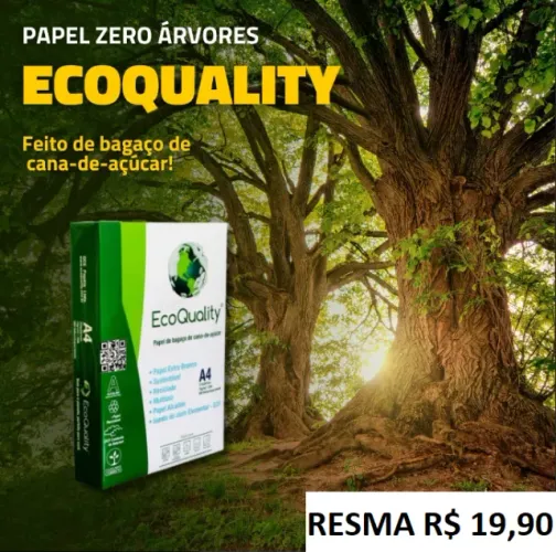Papel A4 Ofício Promoção Cx C/10 Resmas 500fls EcoQuality Extra Branco 75grs 