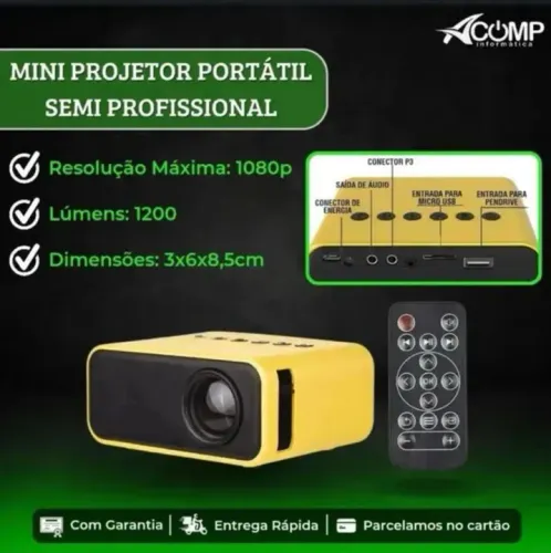 Projetor Portátil Semi Profissional 1080p 1200 Lúmens