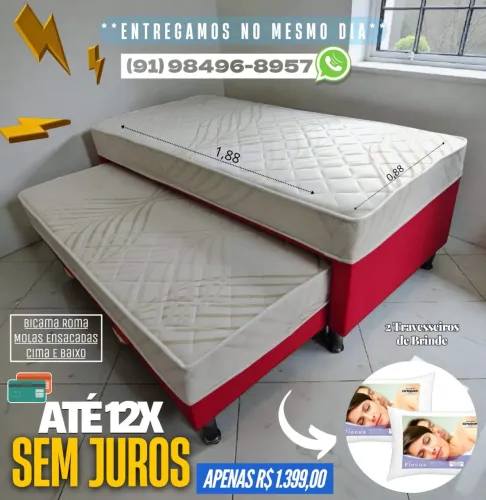 BICAMA MOLAS ENSACADAS CIMA E BAIXO SOLTEIRO 