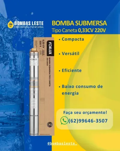 BOMBA SUBMERSA TIPO CANETA 0,33CV 220V