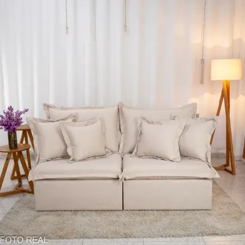 Sofá Retrátil e Reclinável Lima Linho Bege. Pronta Entrega. 0109