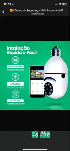 Câmera de Segurança 360° Wi-Fi - Instalação Rápida