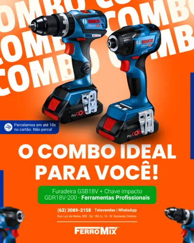 Bosch Combo Furadeira GSB 185-LI + Chave de impacto GDR 18V-200 2B - Parcelado em até 10x