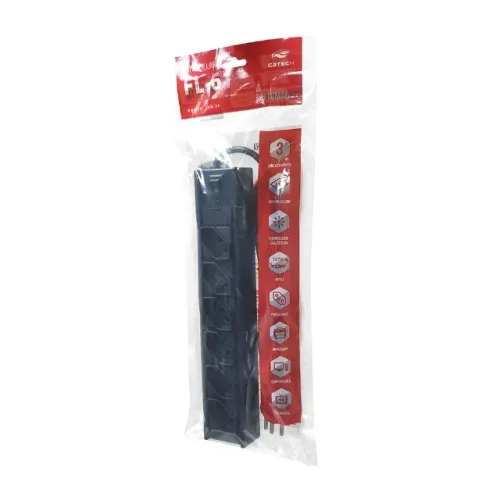 Filtro De Linha Com 6 Tomadas FL-61BK C3Tech Cabo 1m