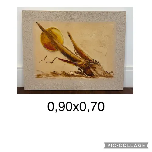 Quadro Abstrato em Tela - 90x70 com textura