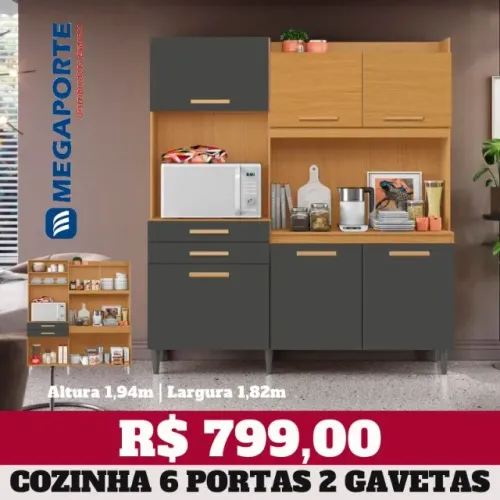 Armário de Cozinha com Nicho 6 Portas 2 Gavetas (NOVO) Entrega Grátis! 