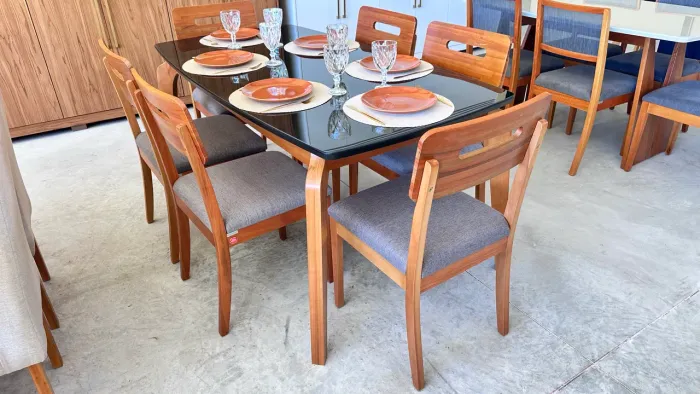 Mesa de Jantar 170x90 Pernas de Aranha Com 6 Cadeiras