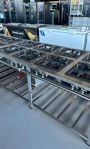 Fogão industrial inox 8 queimadores duplos 40X40 Venâncio - Marcos
