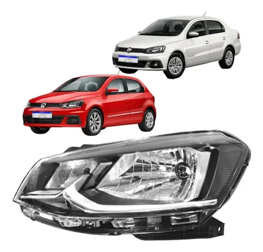 Farol Vw Gol Voyage G7 2017 2018 Friso Cromado Le Novo Esquerdo
