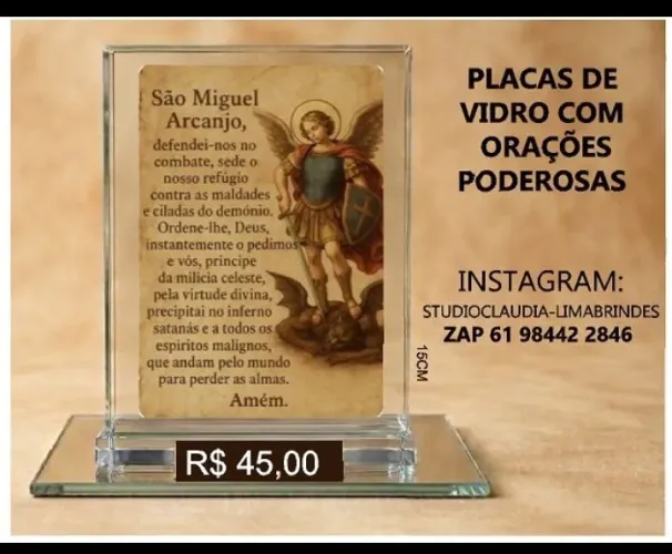 Placa de vidro são Miguel arcanjo 