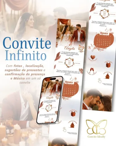 Convite Virtuais Casamento,  infantil e 15 anos