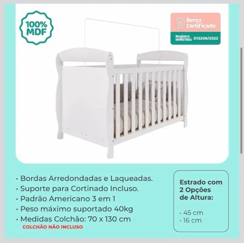 Berço 3 em 1 - Branco