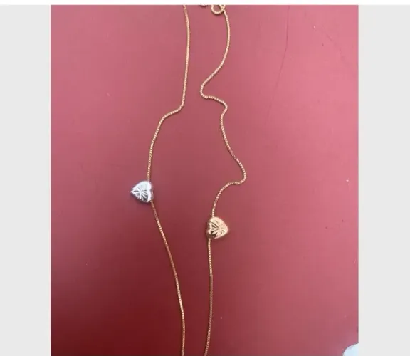 Corrente Feminina Ouro 18K com Dois Corações 