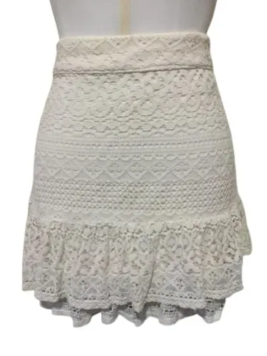 Saia De Renda Forever 21 Tamanho P/36 Cor Palha Linda!