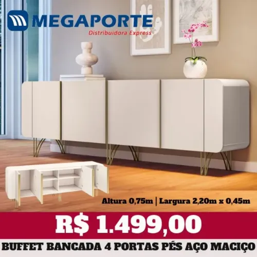 Buffet Bancada 2,20m 4 Portas (Novo) Entrega Grátis! 