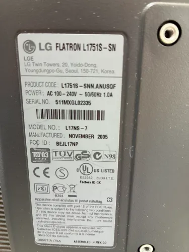 Monitor LG L1751S 