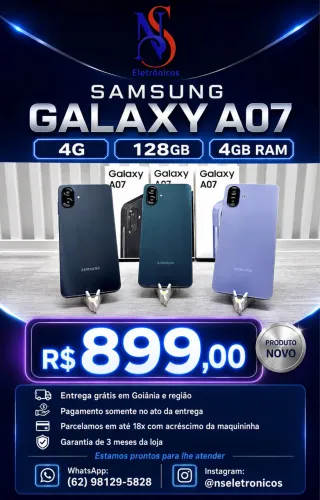 Galaxy Samsung A07 4G 128GB 4GB RAM Novo Entrega Gratis