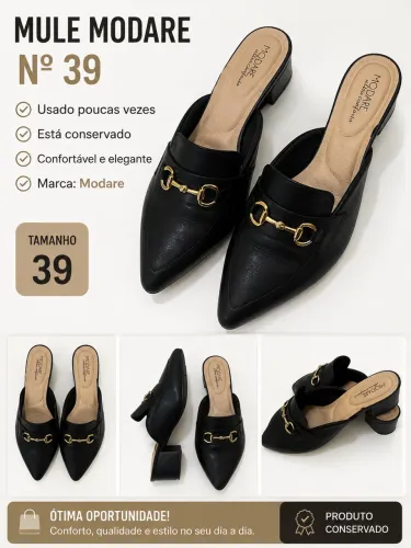 Mule Modare Preto Feminino N.39