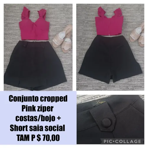 Short saia social + cropped bojo zíper