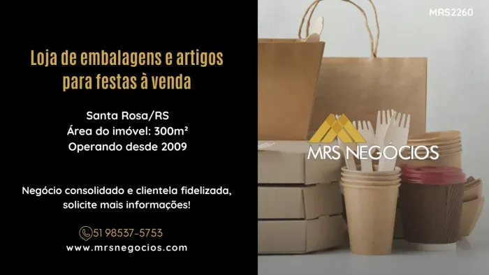 Loja de embalagens e artigos para festas à venda - Santa Rosa/RS