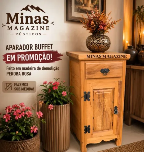 Aparador Buffet em madeira de Demolição Peroba rosa