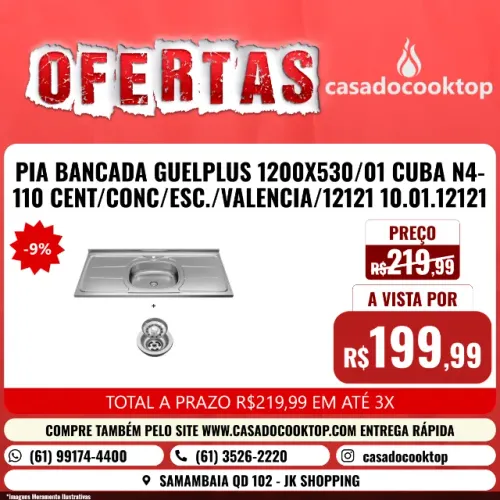 Pia bancada Guelplus 1200x530/01 Cuba N4-110 Cent/Conc/Esc./Valencia/12121 10.01.12121