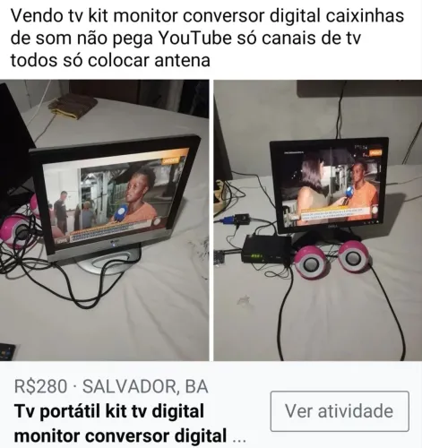 Kit tv digital monitor conversor digital caixinhas de som